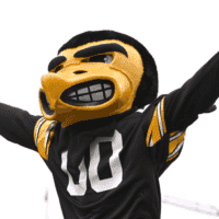 Iowa Football mascot on field for Iowa vs Iowa State