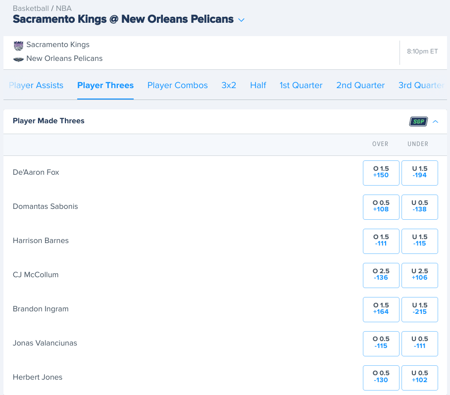 Pelicans vs Kings Player Props