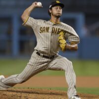 Yu Darvish of Padres pitches MLB baseball in first inning