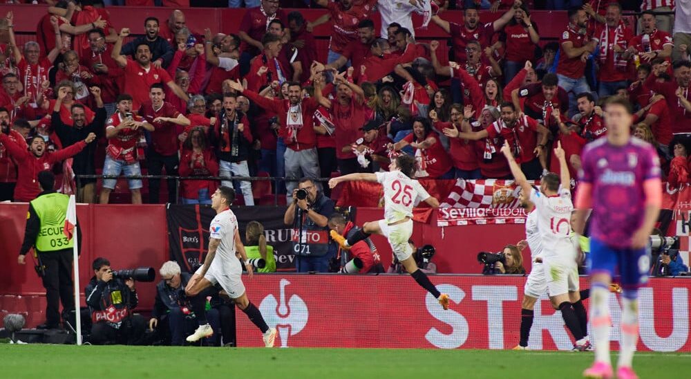 Sevilla celebrates La Liga goal